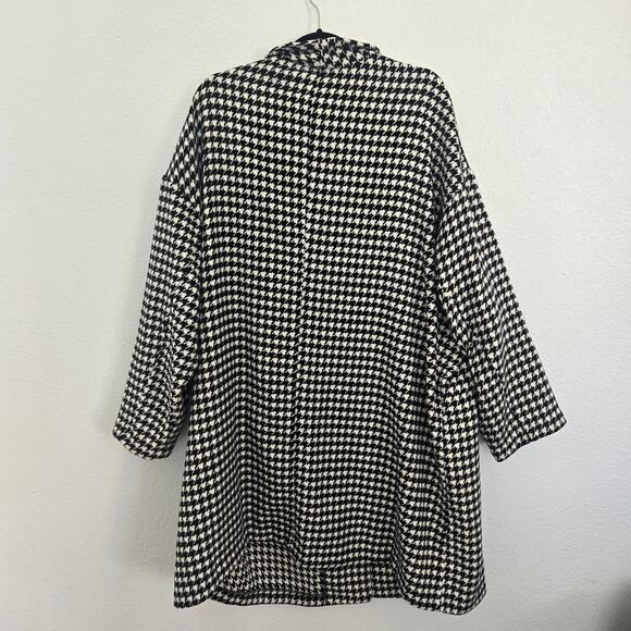Old Navy Women's 3X Black & White Houndstooth Overcoat Button Up Long Cardigan - Picture 5 of 7